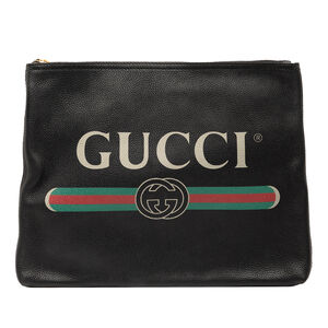 Pre-Loved Gucci Medium Leather Logo Portfolio Clutch